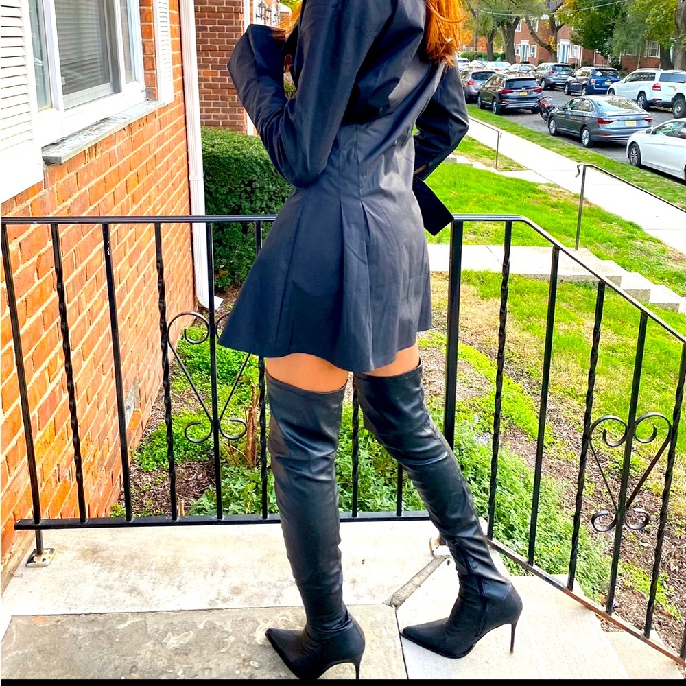 Public desire Faux leather thigh high boot